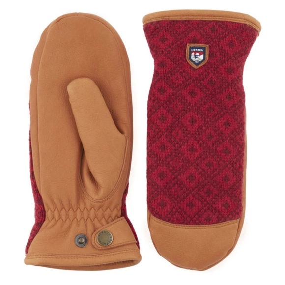 🔥🔥🔥HESTRA LUDVIKA MITTENS. Red/cork🔥🔥🔥 - Picture 1 of 4